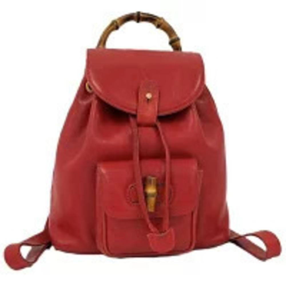 Gucci Bamboo Backpack Rucksack Daybag Red